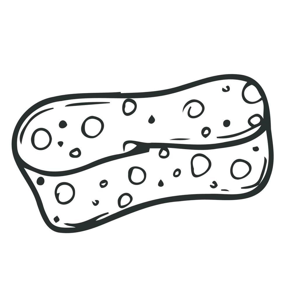 Outline doodle sponge icon. Hand drawn cleaning equipment vector illustration. House work supply for dish washing