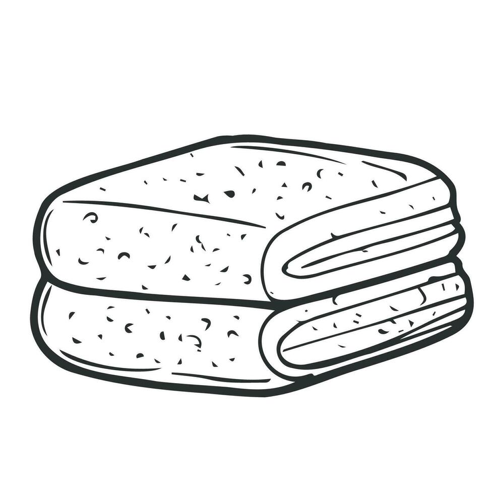 Closeup stack of bathroom towels in doodle style vector