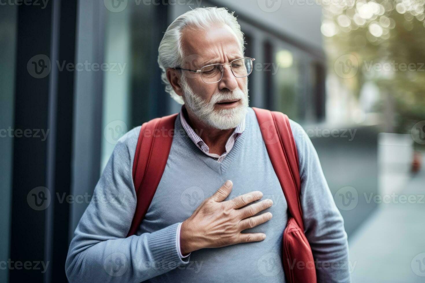 Heart Attack Alert Recognizing Chest Pain. Generative AI photo