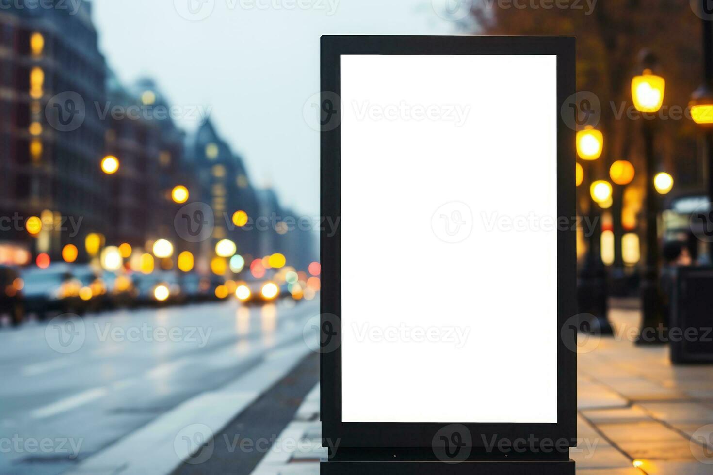 Outdoor ad mockup, fully blurred background. Generative AI photo