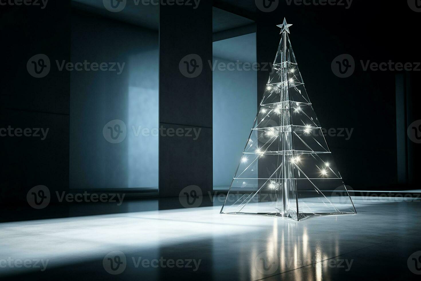 Ai generated Image of christmas celebration tree in modern and classical design in the street and nature and interior photo