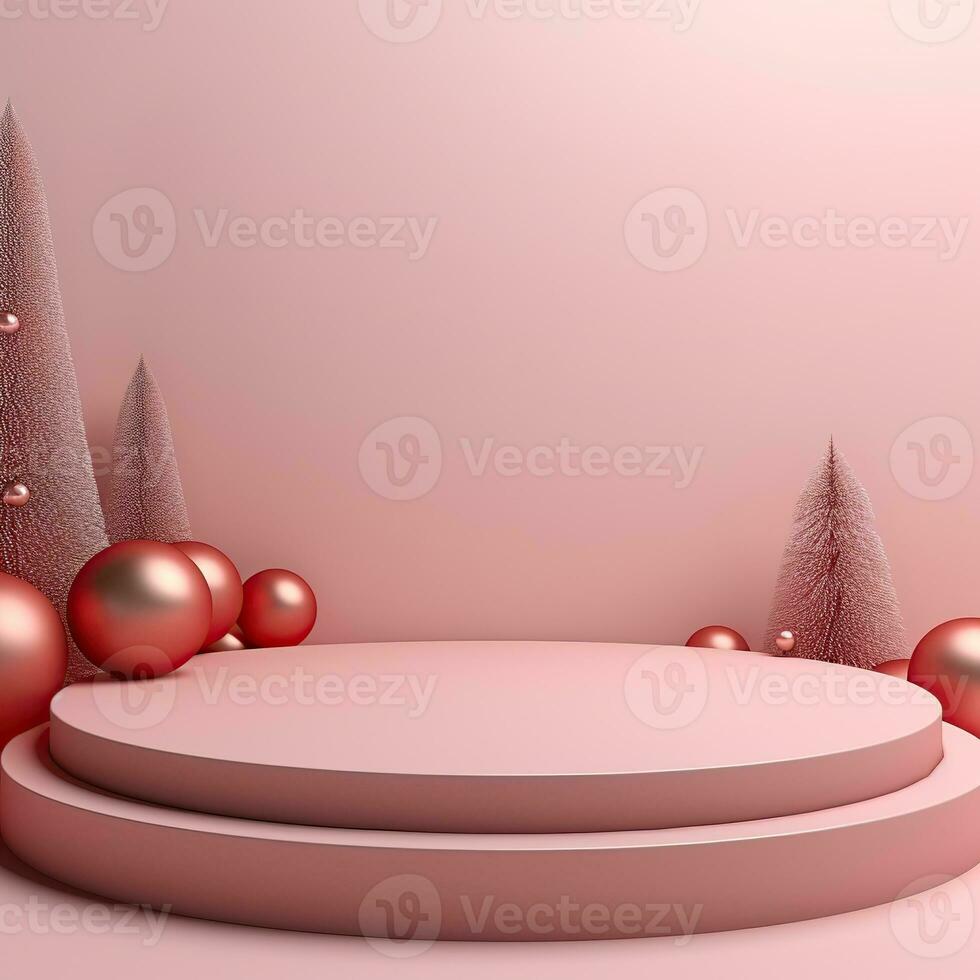 Winter Christmas background stage for product display. Generative AI photo
