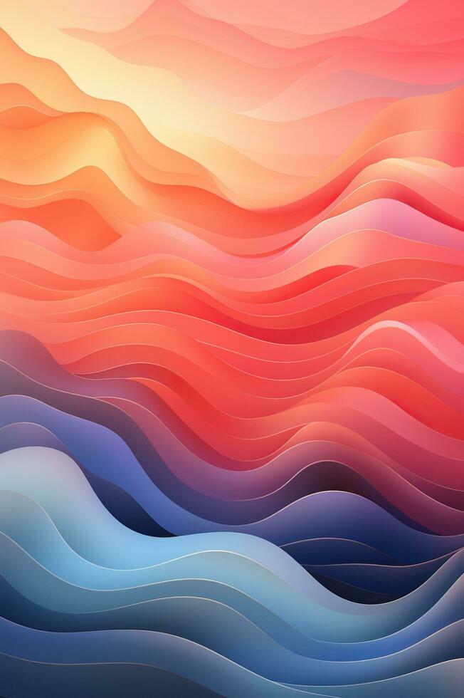 Multicolored gradient background. Abstract lines, waves, liquid effect, plastic, fabric. Banner, poster, wallpaper. Generative AI photo