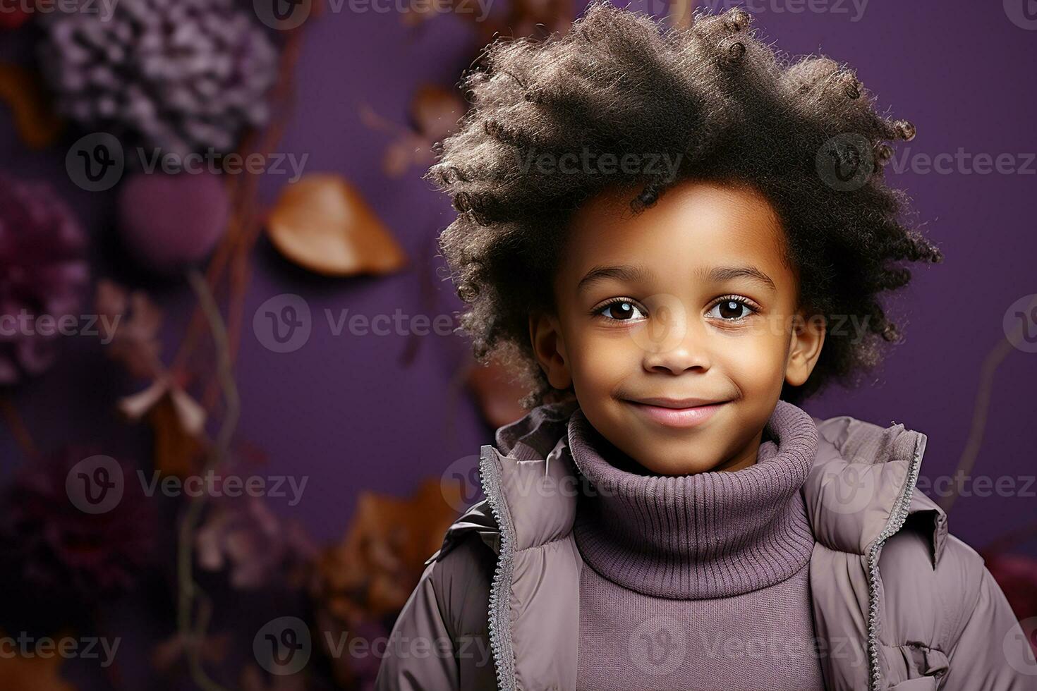 Ai generated studio portrait of cute little african boy on different colour backgrpounds photo