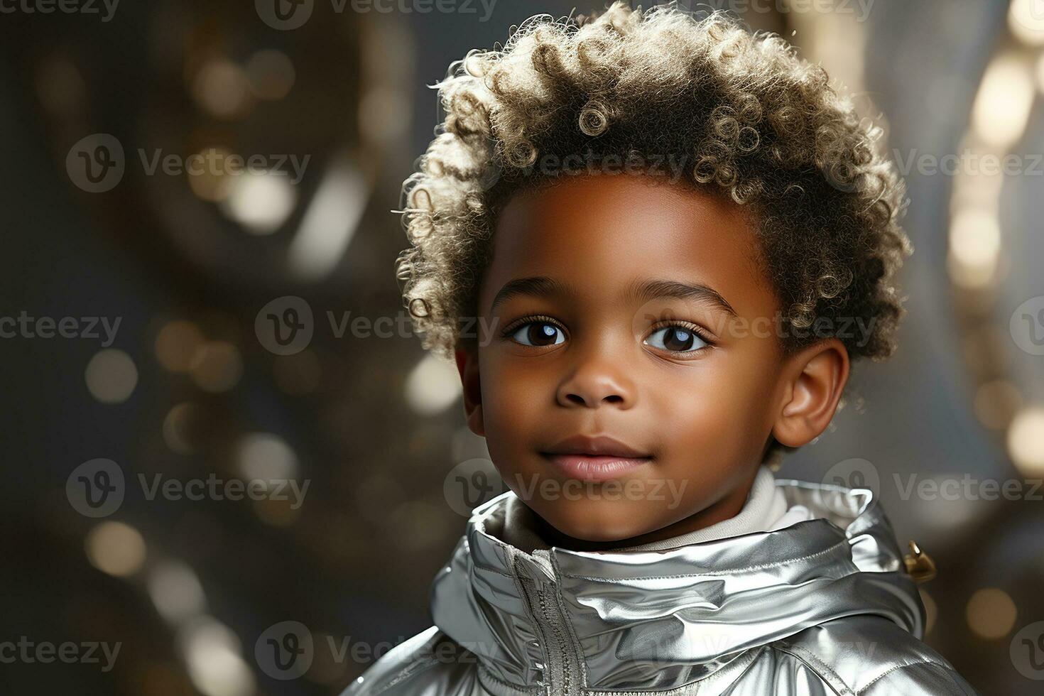 ai generado estudio retrato de linda pequeño africano chico en diferente color fondos foto