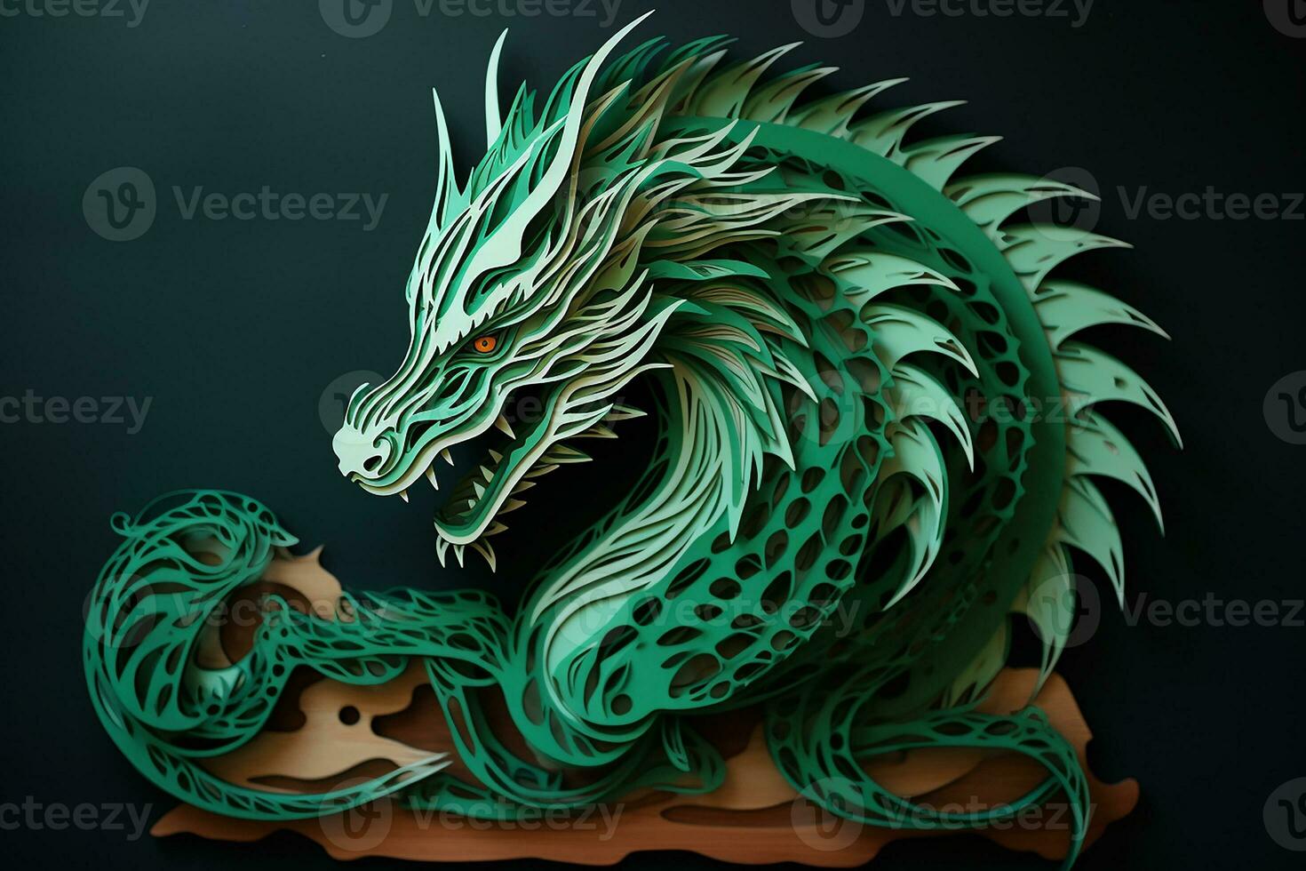 Ai generated Green wooden dragon chinese new year celebration 2024 photo