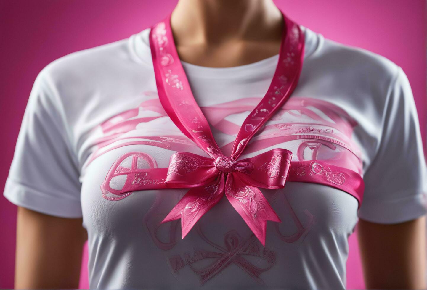 worl breast cancer awarness day. pink themed ribbon. Ai Generative photo