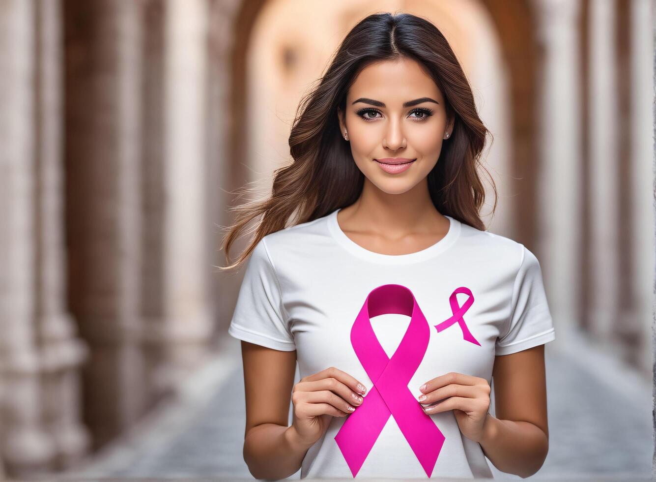 worl breast cancer awarness day. pink themed ribbon. Ai Generative photo