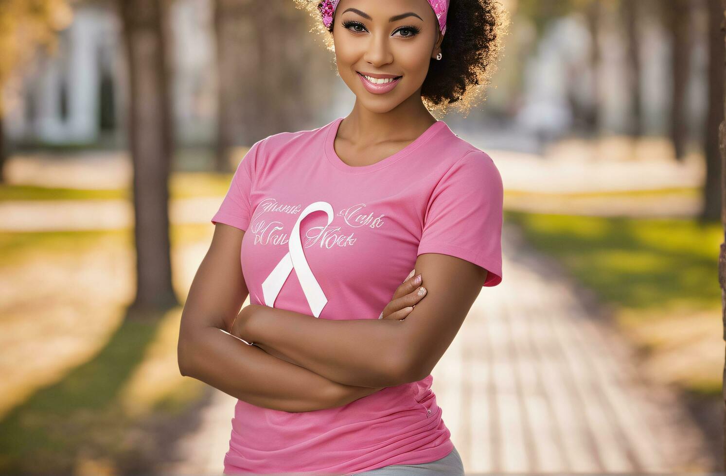 Breast cancer awarness. worlds breast cancer day pinked ribbon themed. Ai Generative photo