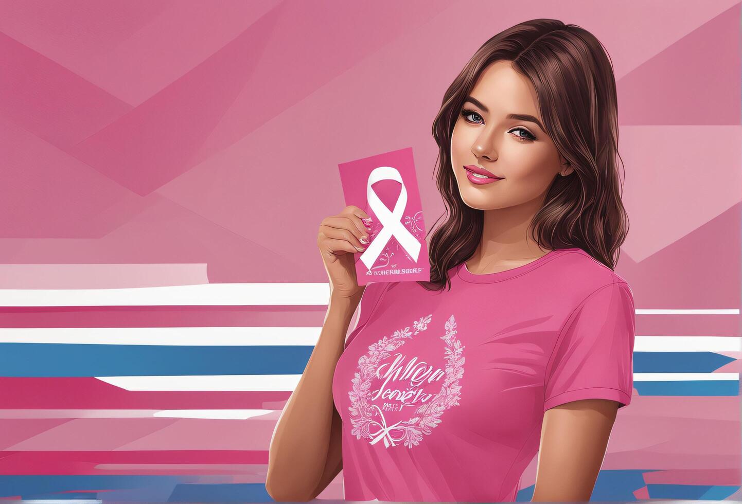 pecho cáncer conciencia. mundos pecho cáncer día rosado cinta temático ai generativo foto