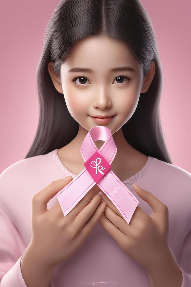 Breast cancer awarness. worlds breast cancer day pinked ribbon themed. Ai Generative photo