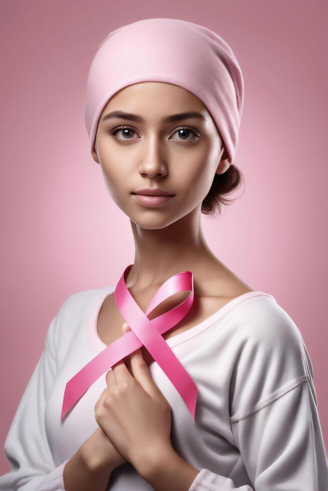 Breast cancer awarness. worlds breast cancer day pinked ribbon themed. Ai Generative photo