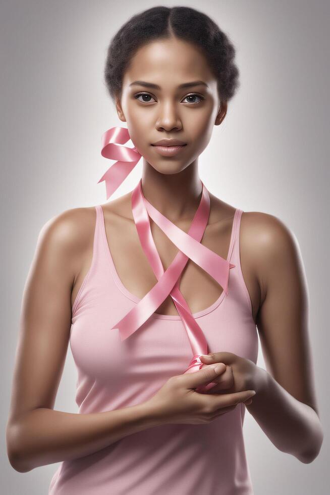 Breast cancer awarness. worlds breast cancer day pinked ribbon themed. Ai Generative photo