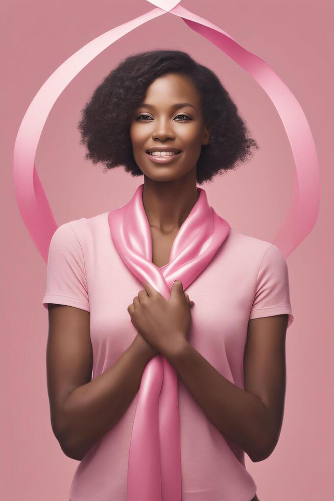 Breast cancer awarness. worlds breast cancer day pinked ribbon themed. Ai Generative photo