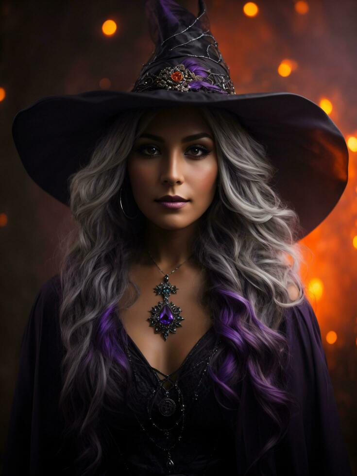 Halloween women witch spooky and scary themed. Ai Generative photo