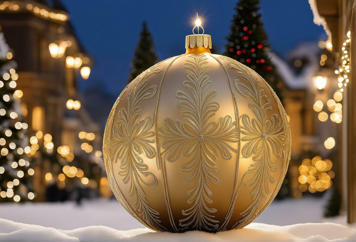 Navidad celebracion con decorado pelota, campana, y árbol. ai generativo foto