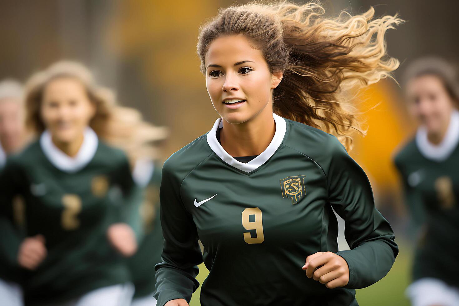 Spanish female soccer player celebrating a victory. Ai Generative photo