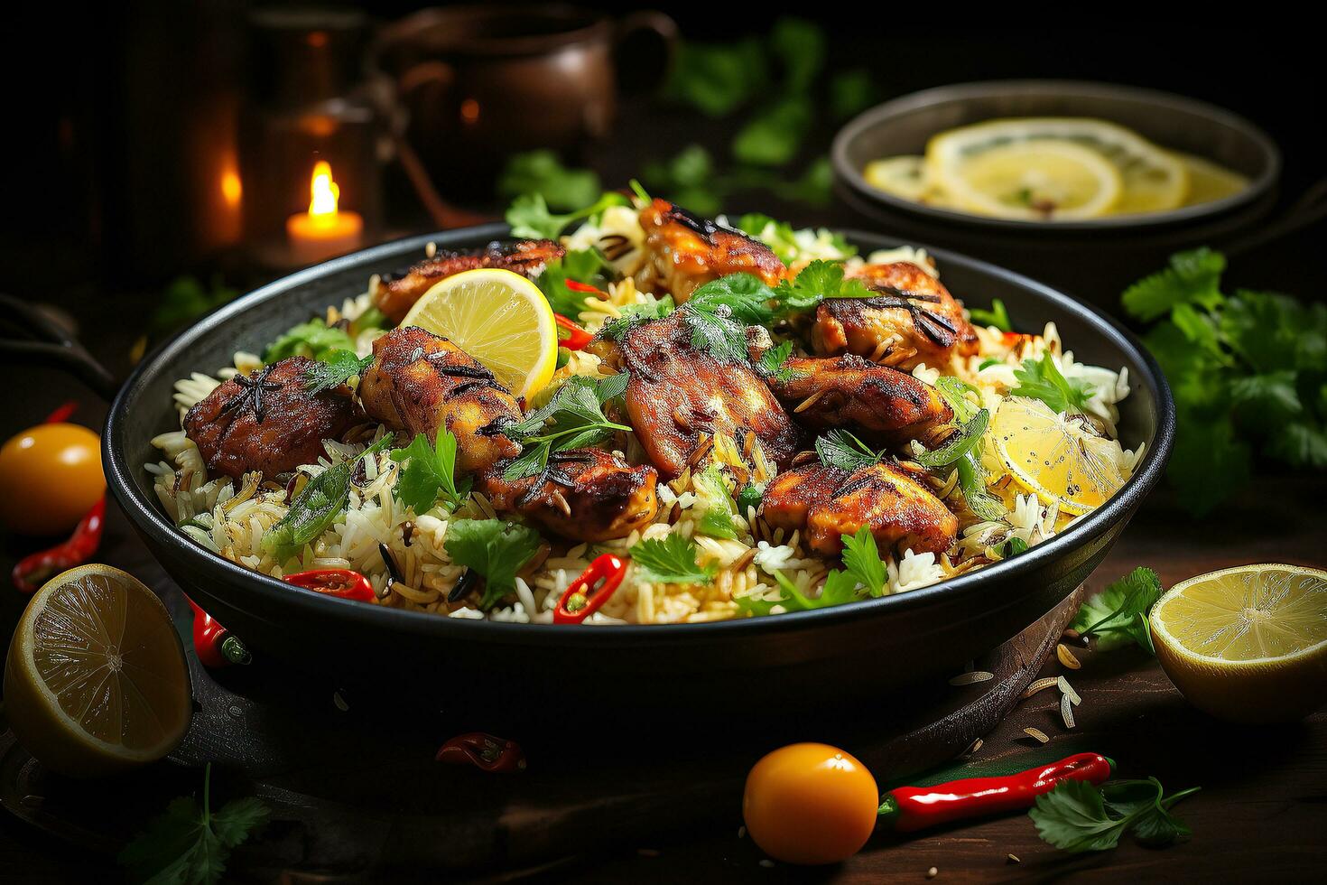 Exploring the Flavors of Authentic Pakistani Cuisine. Biryani, Kofta, Kebab, Lassi, Samosa, Jalebi. Ai Generative photo