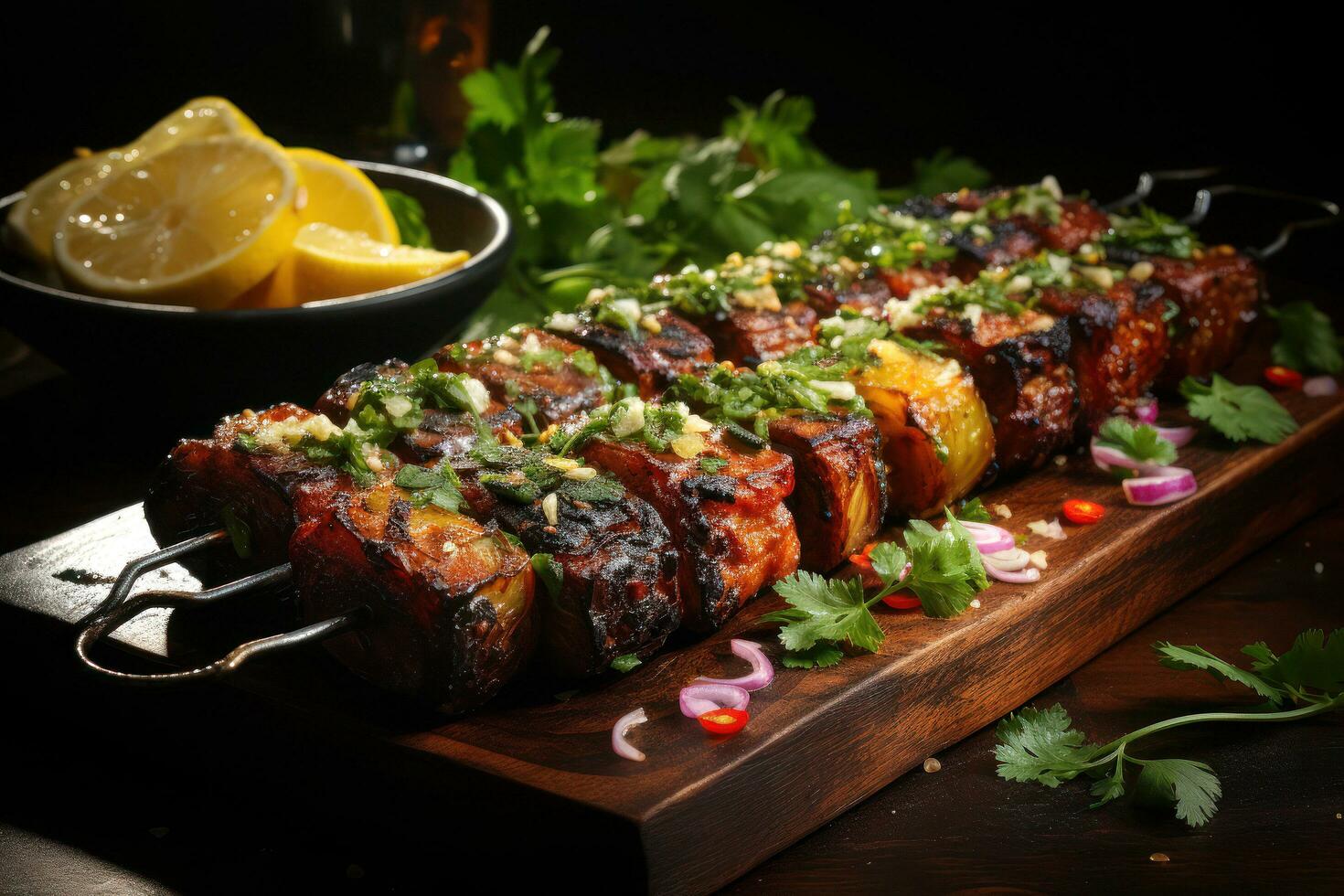 Exploring the Flavors of Authentic Pakistani Cuisine. Biryani, Kofta, Kebab, Lassi, Samosa, Jalebi. Ai Generative photo