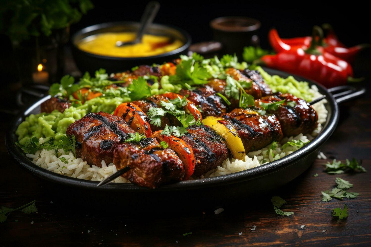 Exploring the Flavors of Authentic Pakistani Cuisine. Biryani, Kofta, Kebab, Lassi, Samosa, Jalebi. Ai Generative photo