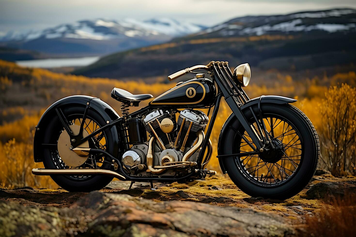 Exploring the World of Classic, Vintage, and Modified Motorcycles. Ai Generative photo