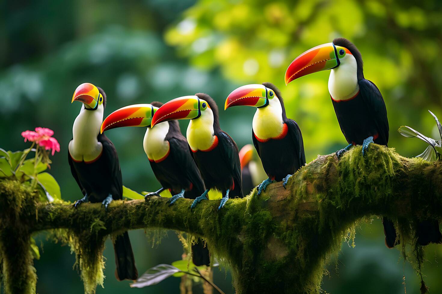 toucan family sharp images. Ai Generative photo