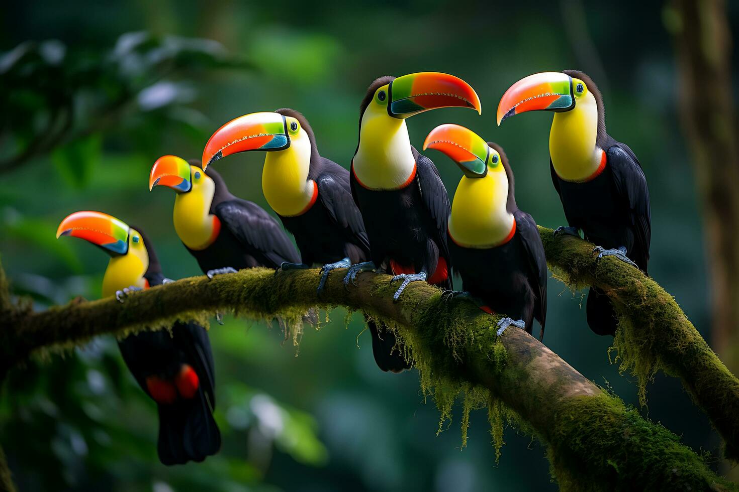 toucan family sharp images. Ai Generative photo