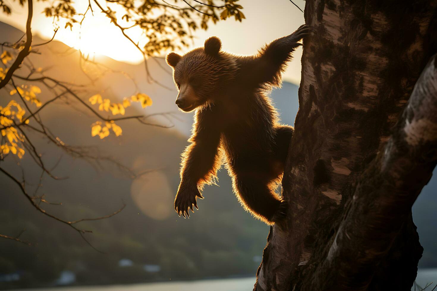 Grizzly bear mother and cubs. HD Quality Razor sharp images. Ai Generative photo