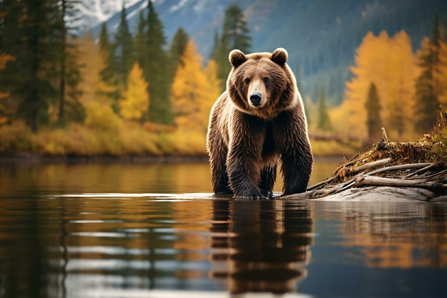 Grizzly bear mother and cubs. HD Quality Razor sharp images. Ai Generative photo