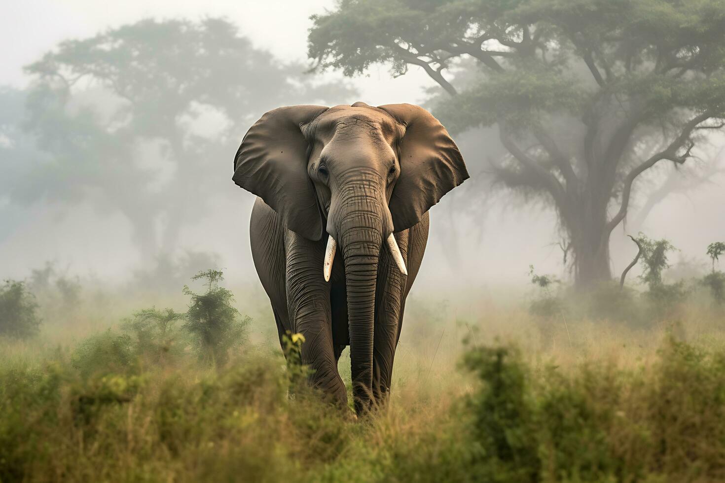 Elephant in Jungle. Hd Quality sharp images. Ai Generative photo