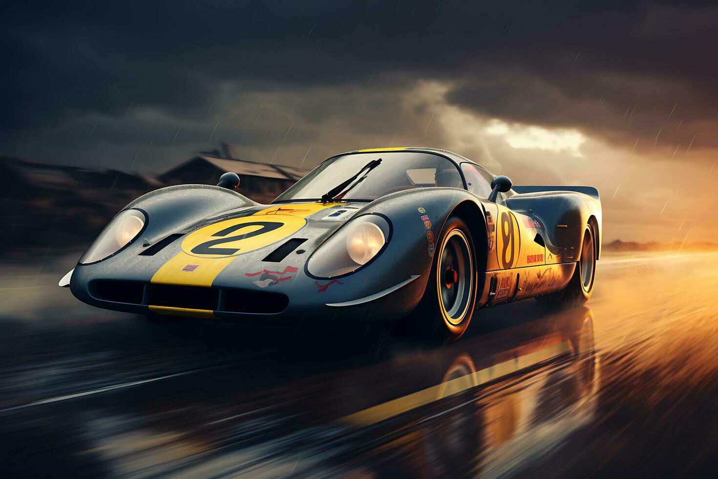 acelerando arriba el mundo de carreras carros. velocidad, estrategia, y superdeportivos. ai generativo foto