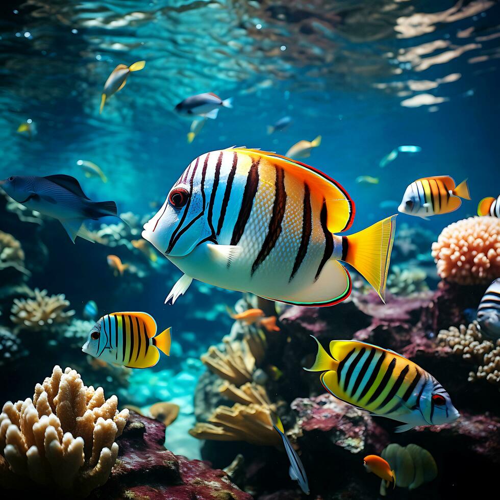 Dive into the Colorful World of Aquatic Photography by a Renowned Wildlife Photographer. AI Generative photo