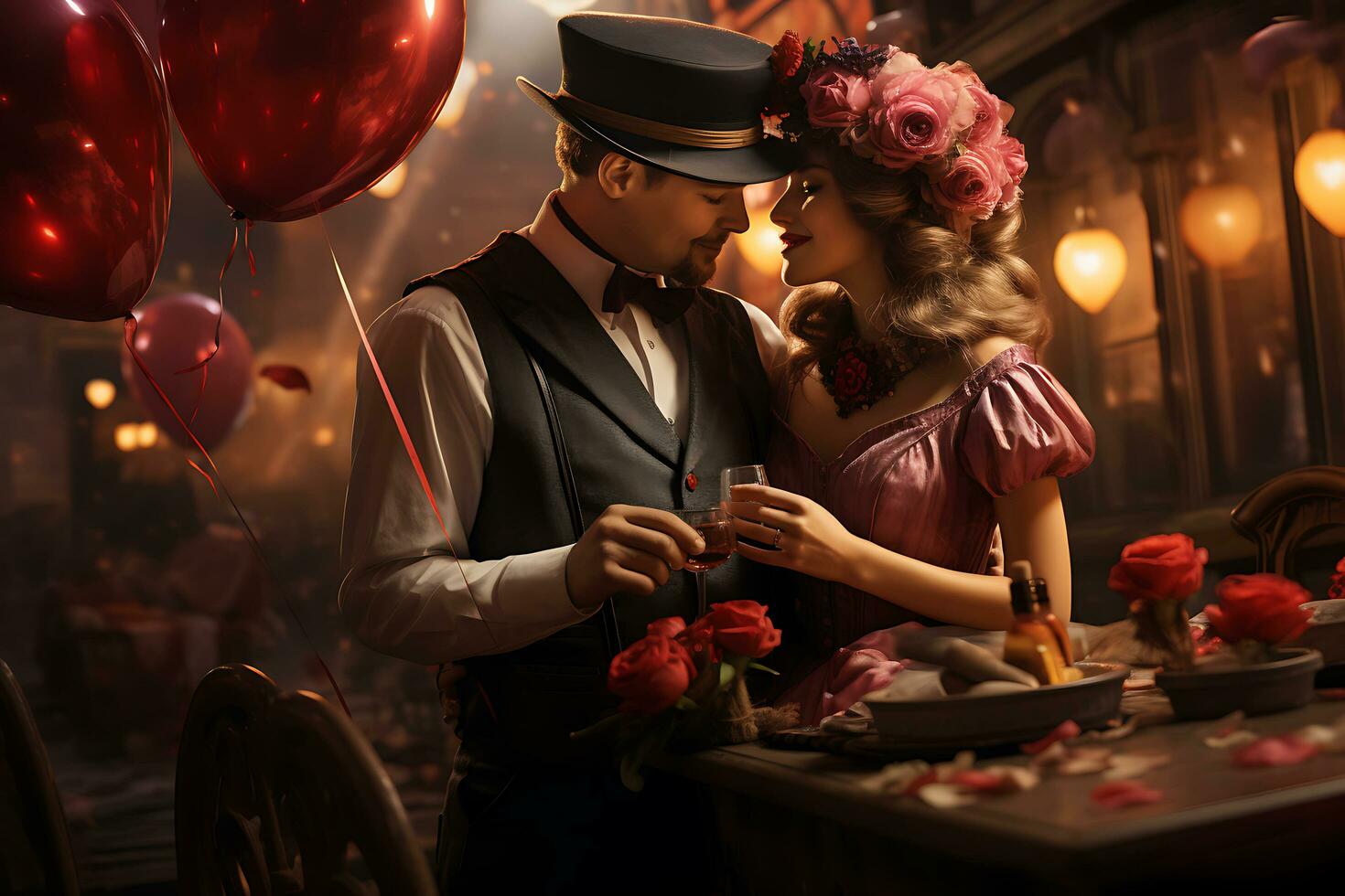 Celebrating ValentinesDay Bliss  with Endless Romance, Joy, and Affection. AI Generative photo
