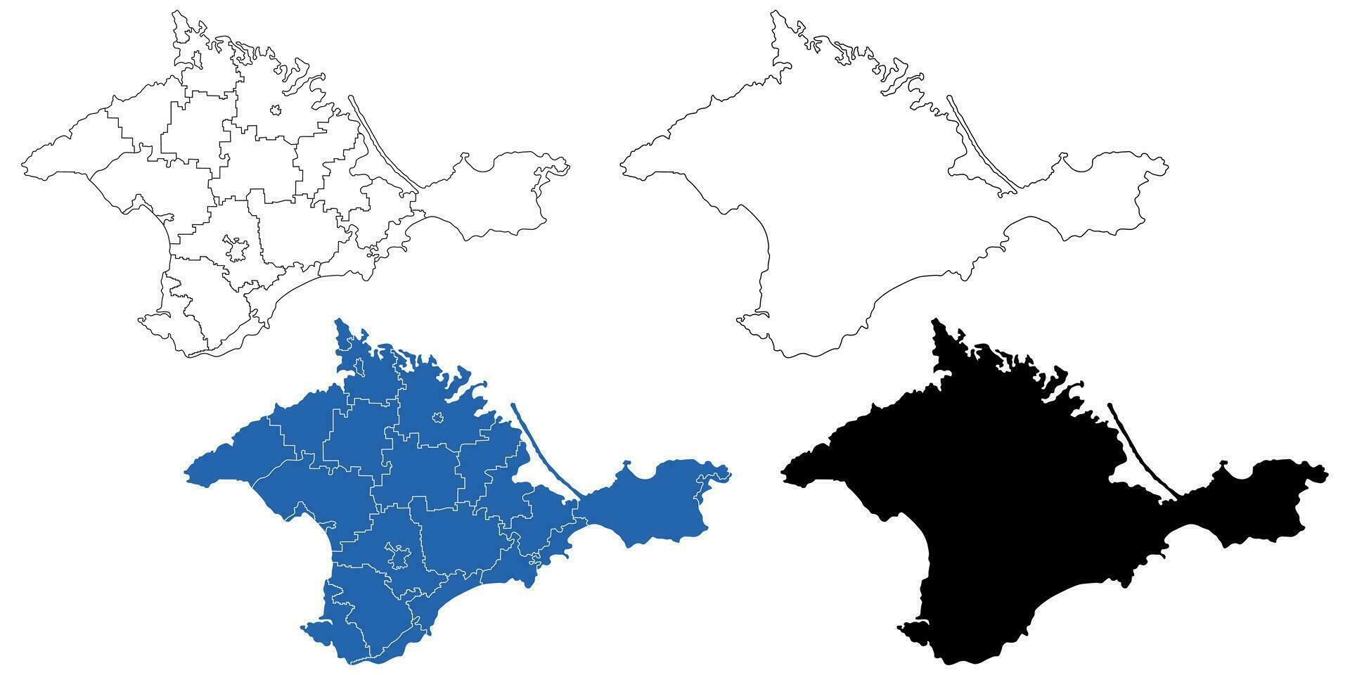 contorno silueta Crimea península mapa icono conjunto aislado en blanco antecedentes vector