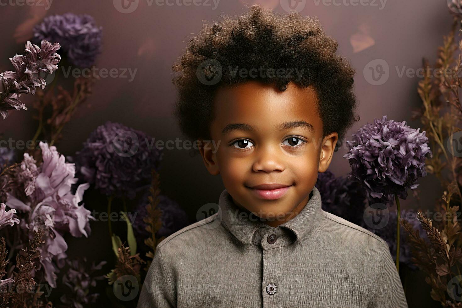 Ai generated studio portrait of cute little african boy on different colour backgrpounds photo