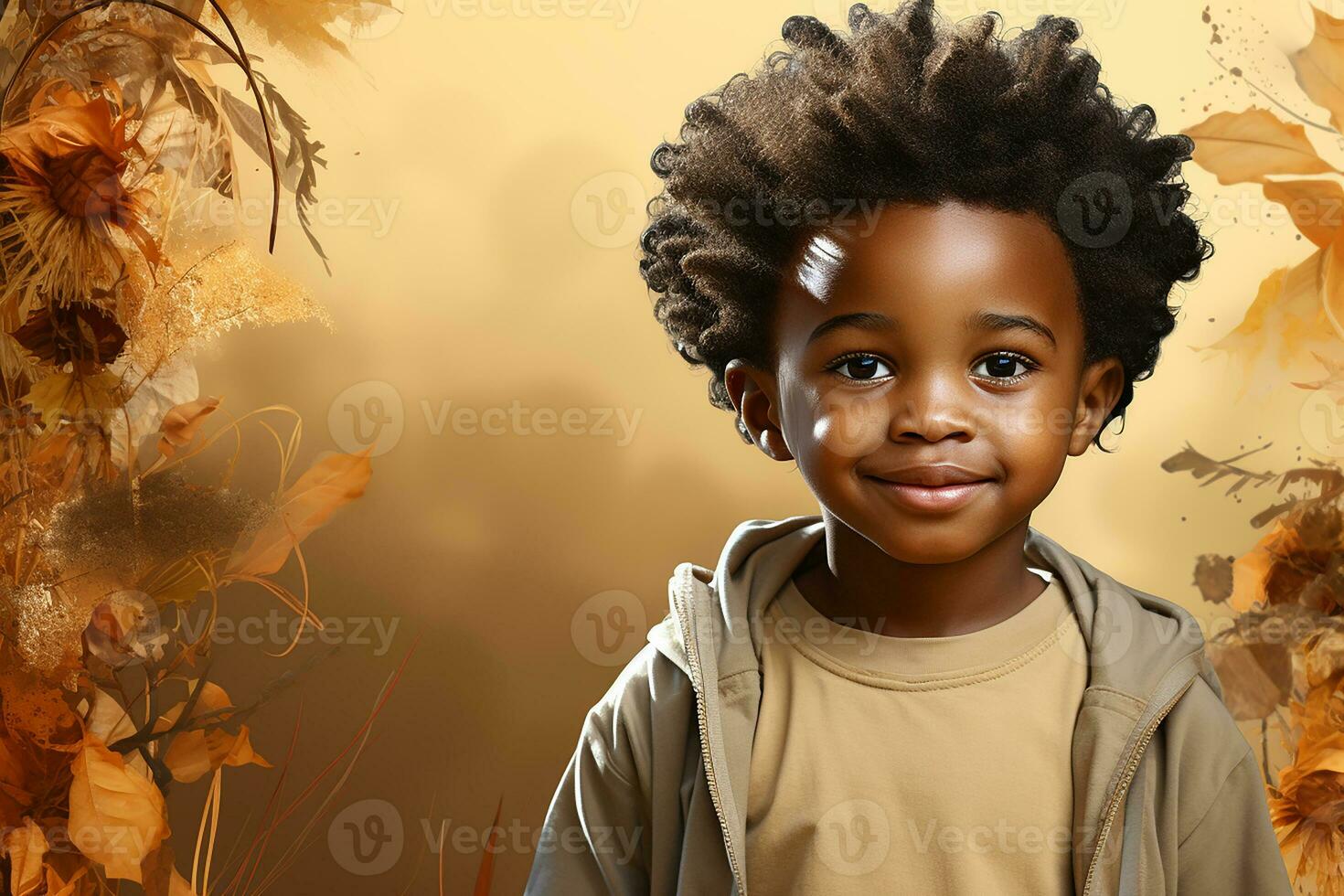 Ai generated studio portrait of cute little african boy on different colour backgrpounds photo