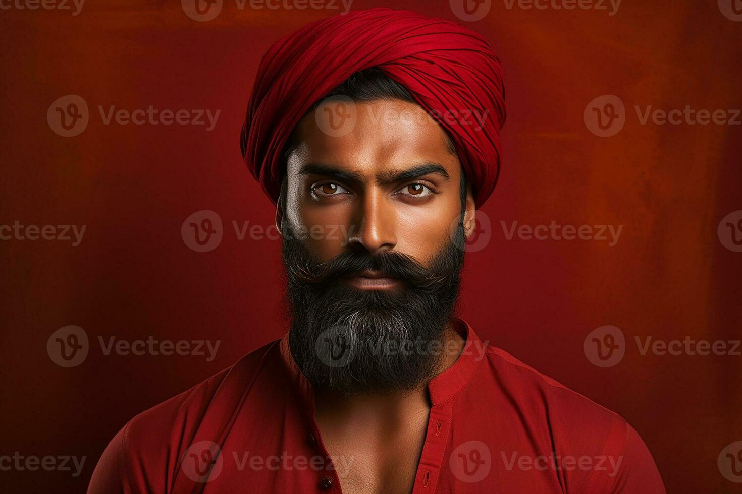 Ai generated Studio portrait of handsome indian man on colour background photo