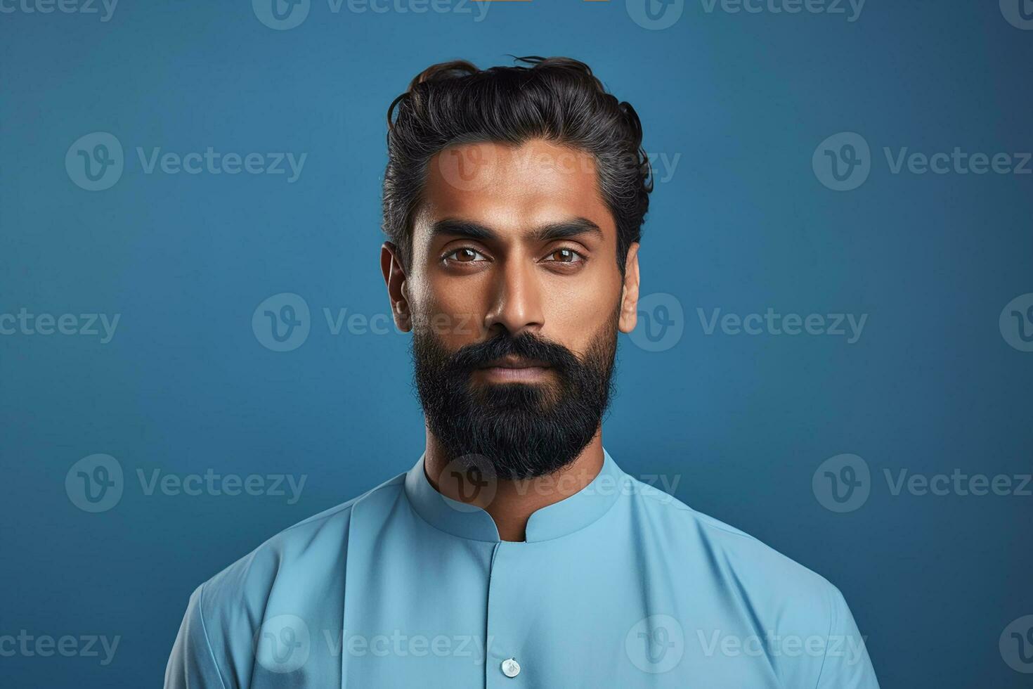Ai generated Studio portrait of handsome indian man on colour background photo