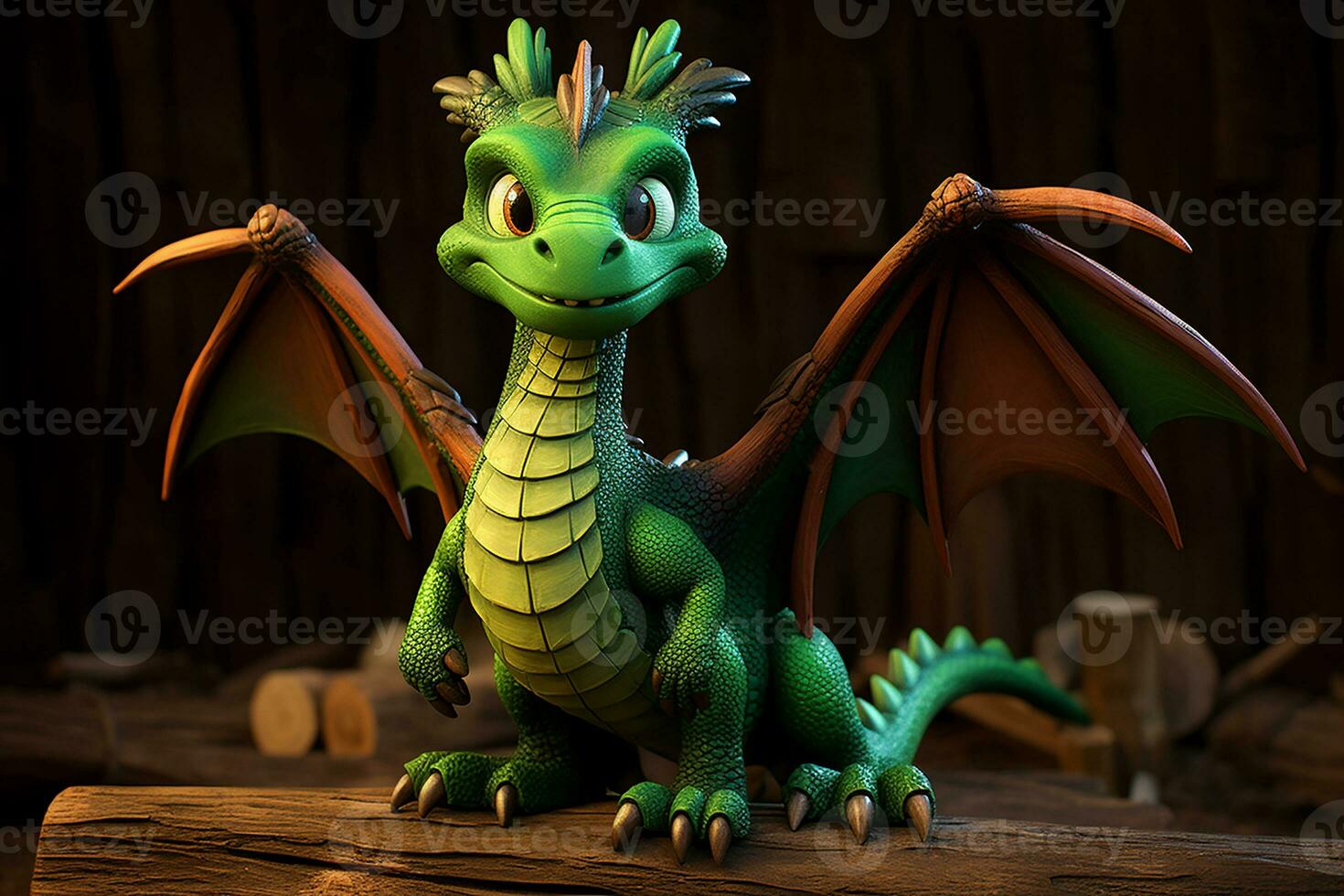 Ai generated Green wooden dragon chinese new year celebration 2024 photo