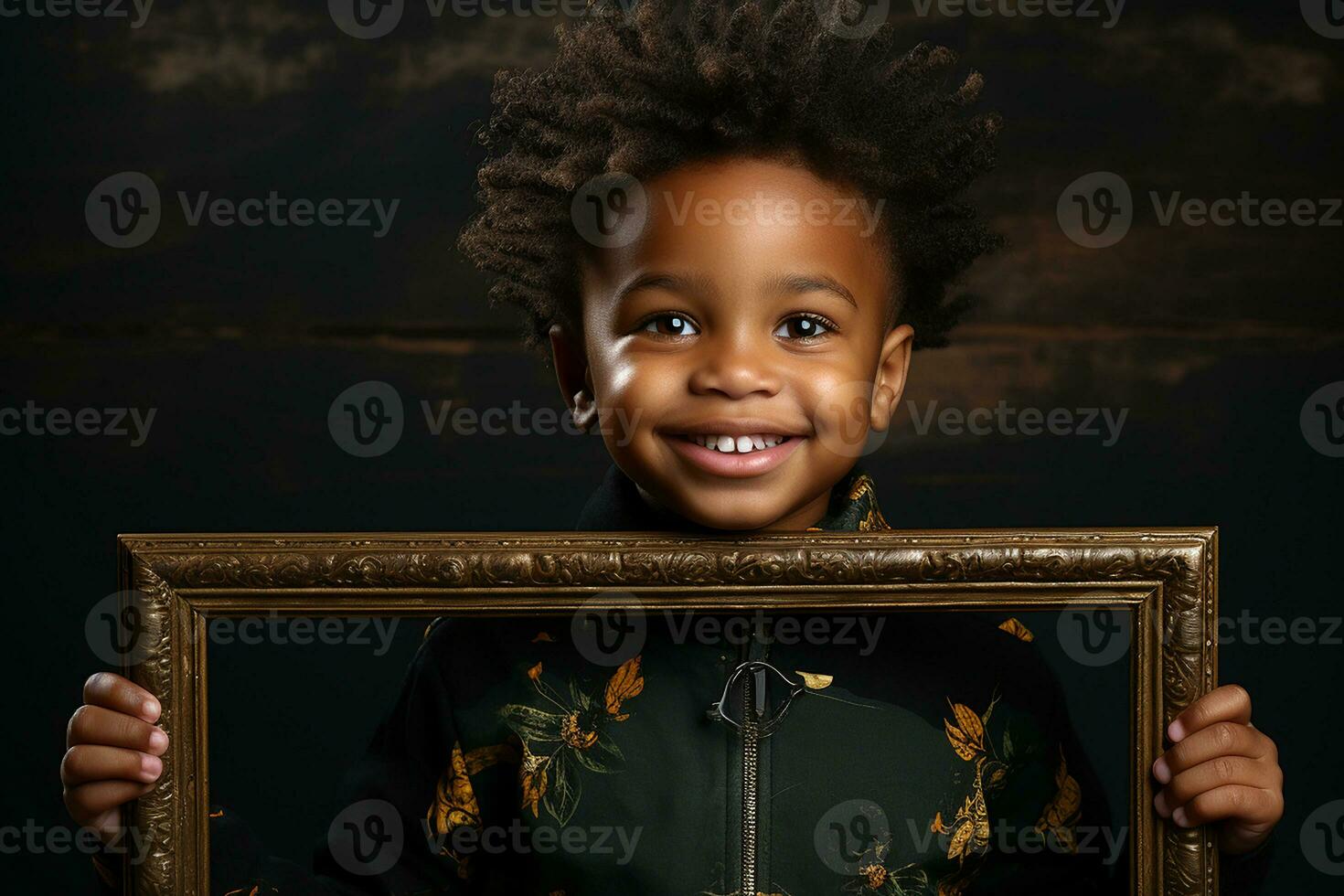 Ai generated studio portrait of cute little african boy on different colour backgrpounds photo