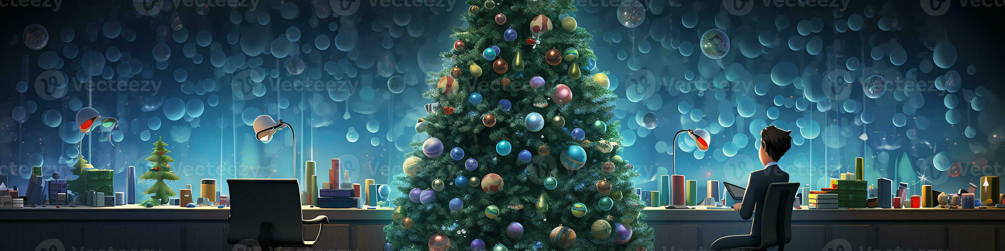 Ai generated Image of christmas celebration tree in modern and classical design in the street and nature and interior photo