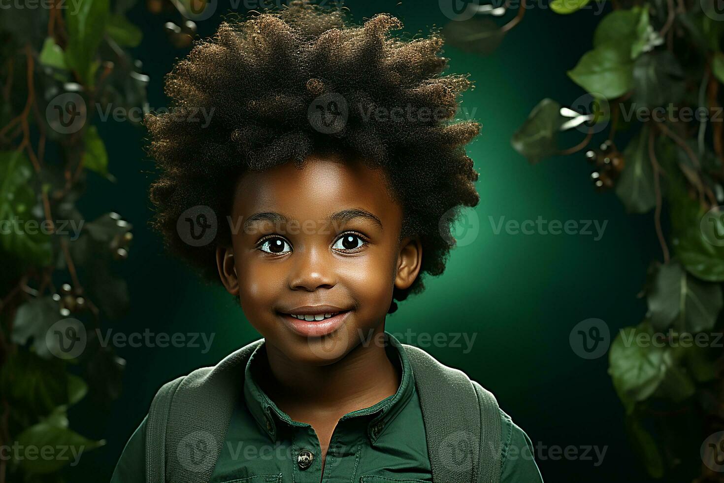 Ai generated studio portrait of cute little african boy on different colour backgrpounds photo