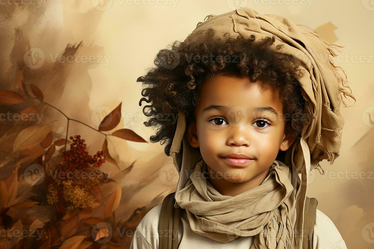 Ai generated studio portrait of cute little african boy on different colour backgrpounds photo