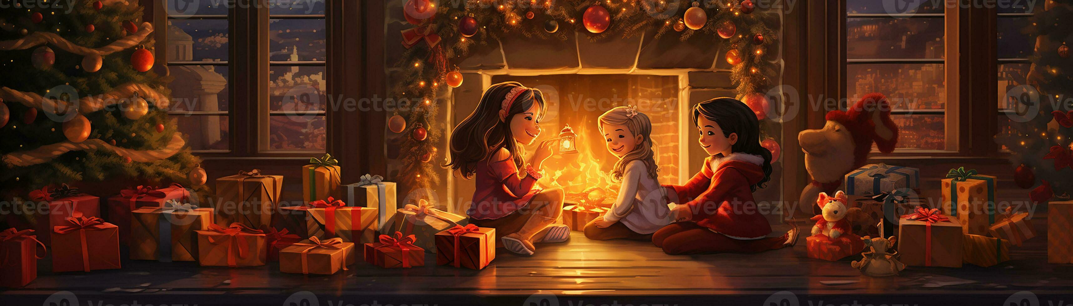 Ai generated Image of christmas celebration tree in modern and classical design in the street and nature and interior photo