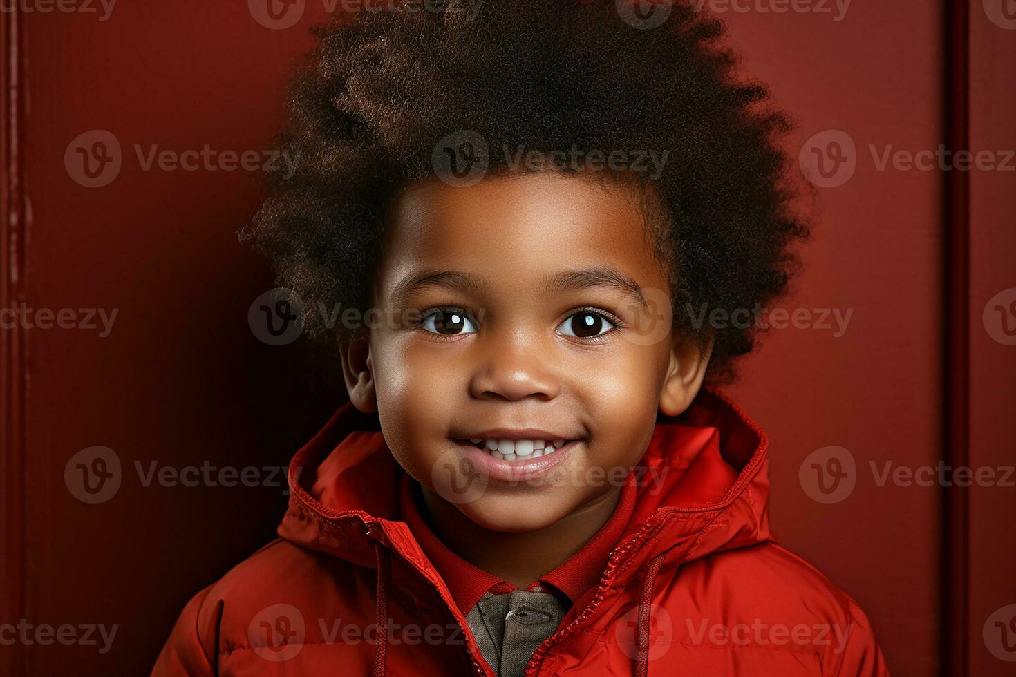 ai generado estudio retrato de linda pequeño africano chico en diferente color fondos foto