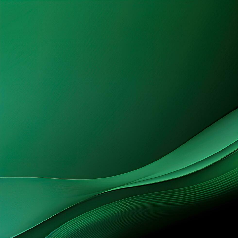 Simple empty green background, wavy lines, gradient. Generative AI photo