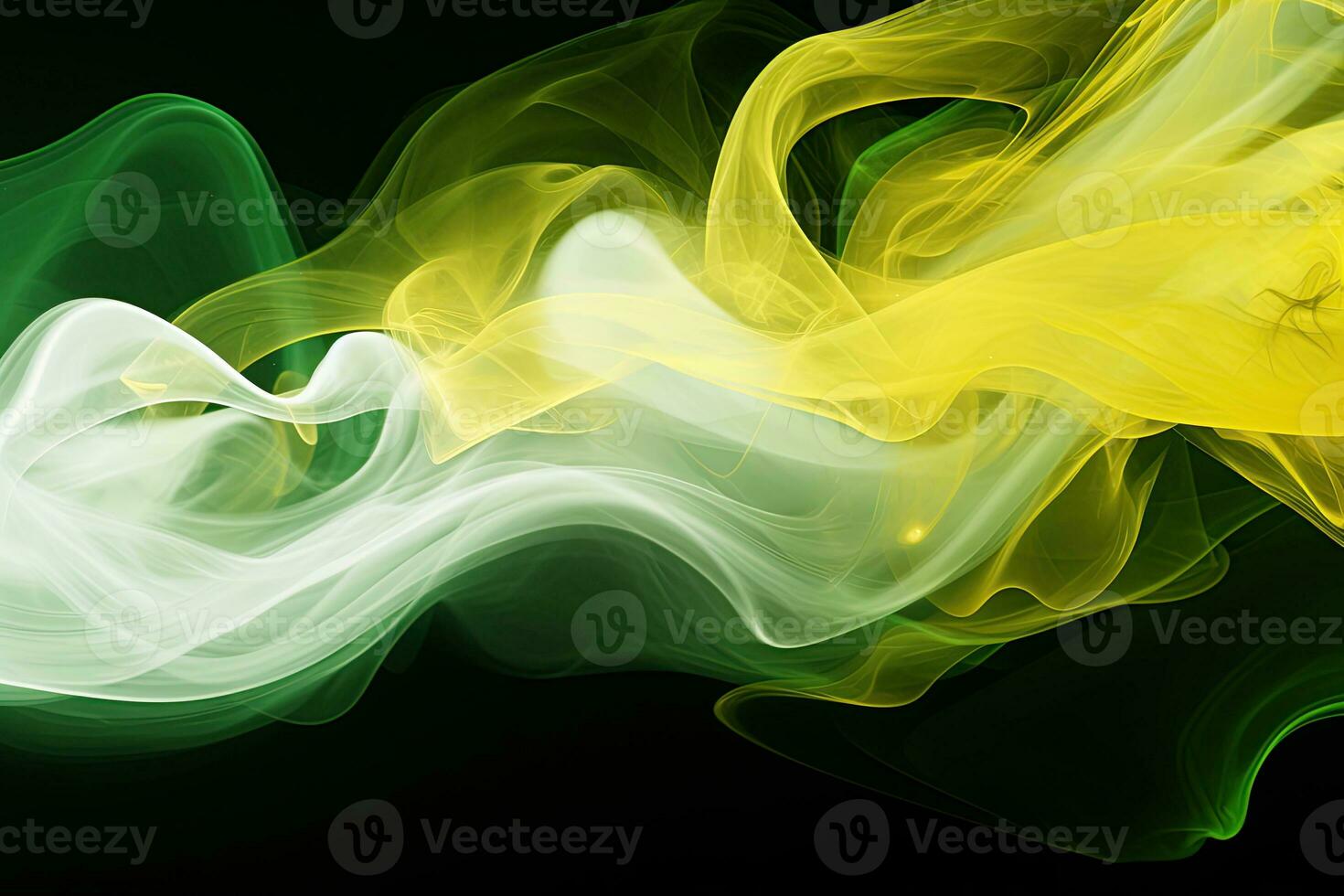 Modern background with smoke effect, color mixing, yellow and green. Generative AI photo