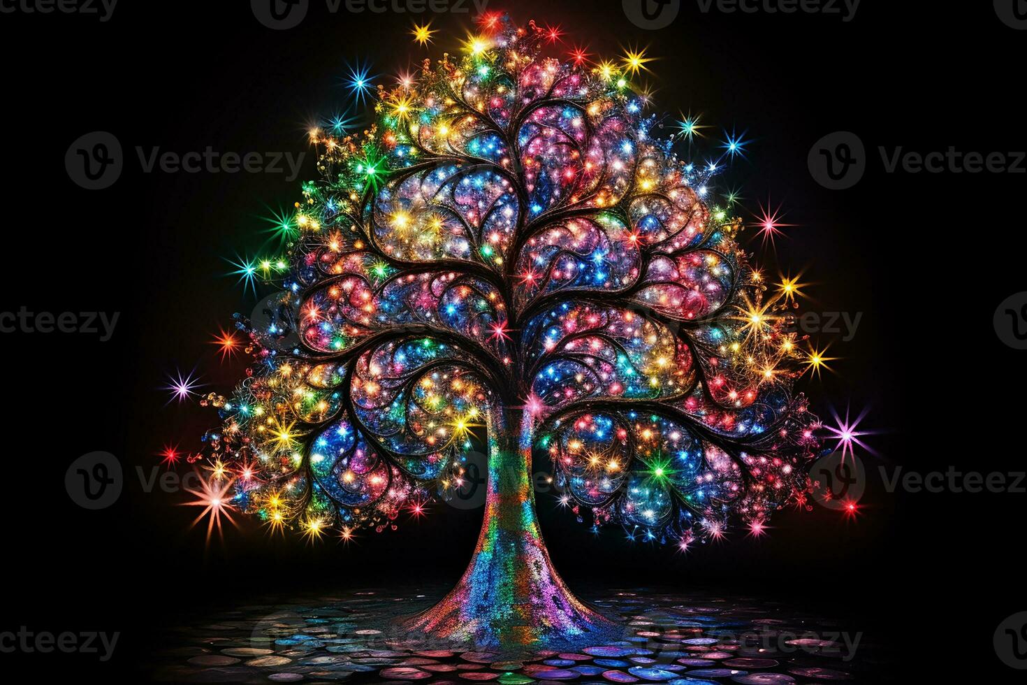 Ai generated Image of christmas celebration tree in modern and classical design in the street and nature and interior photo