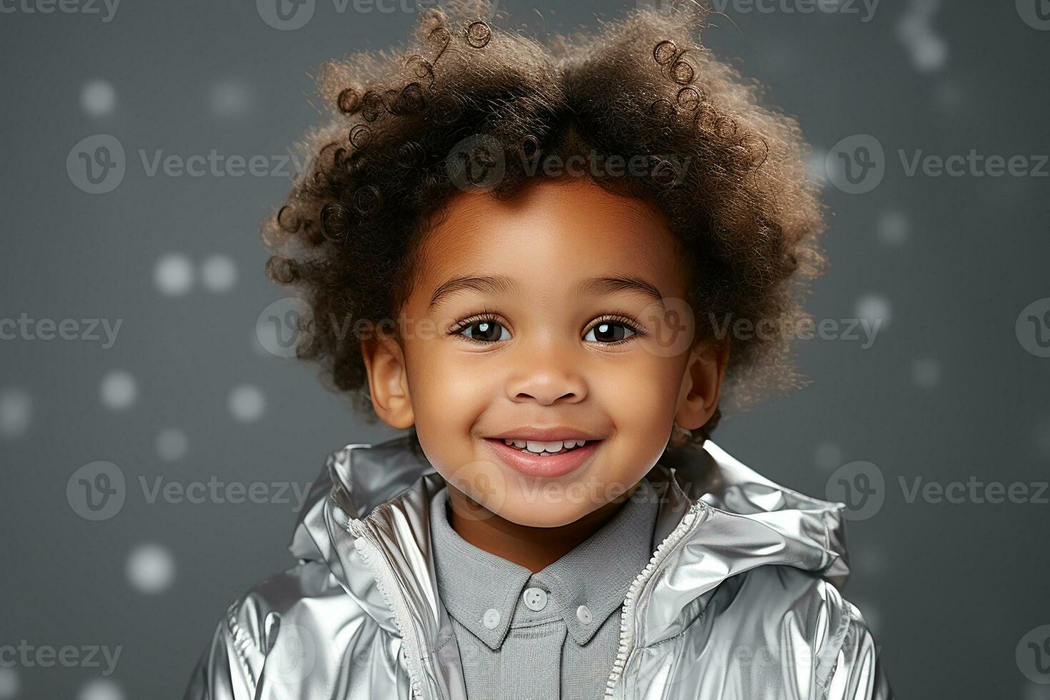 Ai generated studio portrait of cute little african boy on different colour backgrpounds photo