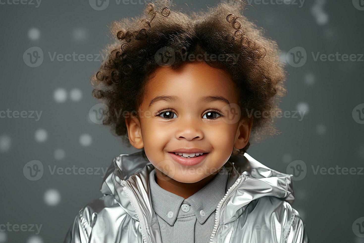 ai generado estudio retrato de linda pequeño africano chico en diferente color fondos foto